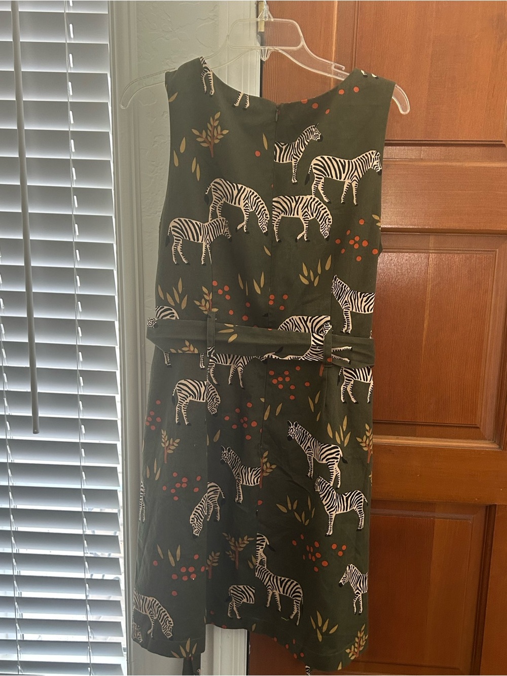 Princess Highway Olive Green Zebra Print Midi Dress with Cream and Rust Accents - Picture 4 of 7